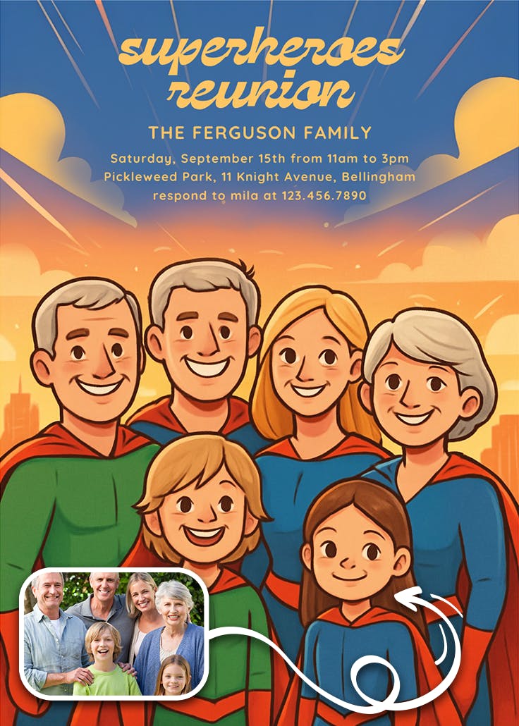 Superheroes reunion - family reunion invitation